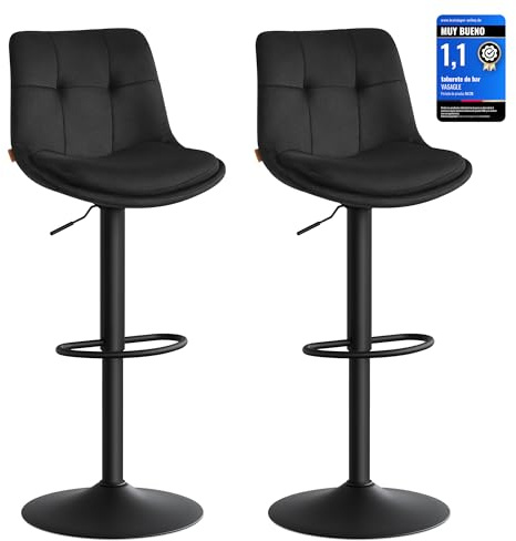 VASAGLE Barhocker 2er Set, höhenverstellbar, drehbar, mit Rückenlehne