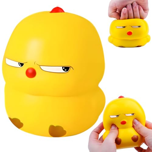Ruichi Stressball Kleines Gelbes Huhn, Squishy Anti Stress Ball, Hühner Squeeze Taba Squishy Spielzeug, Lustiger Antistressball für Erwachsene und Kinder, Anti Stress Spielzeug Geschenke