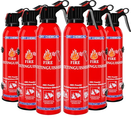 6 Pack ABC Dry Chemical Fire Extinguisher - Portable Fire Spray with Mounting Bracket for Home Kitchen Car Boat RV & Business - Compact Non-Toxic Safety Device
