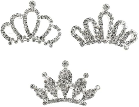 BAZEITFLOW Peigne à Diadèmes en Strass pour Garçon et Filles 3 Pièces Taille Standard Accessoire Cheveux Bébé Fille Fête Anniversaire Photo Plusieurs styles