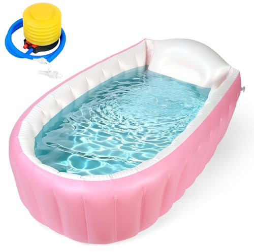 AUYAO Vasca da Bagno Portatile per Bambino, Bagnetto Gonfiabile, Antiscivolo Gonfiabile Vasca da Bagno da Bambini e Neonati, con Pompa, Portatile Vaschetta Bagnetto Neonato per Viaggio