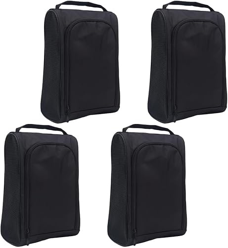 INTERWARM 4 Golfschuhtasche Für Damen Und Herren Outdoor Schuhtragetasche Mit Reißverschluss Reisenetztasche Für Reisen Tennis Basketball Fitnessstudio Golf Fußbälle Tees Socken Und Zubehör (Schwarz)