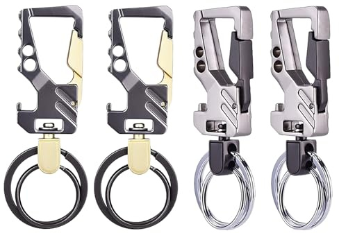 4 Porte-Clés Métal avec Décapsuleur et Anneau Rapide pour Voiture | Alliage de zinc, format 84 × 24 mm et 28 g, pour organiser clés de voiture, maison, moto, sac ou ceinture
