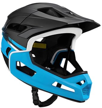 Full Face Mountain Bike Helmet, Protective Cycling Helmet for Adults, Removable Chin Bar & Visor, Adjustable Cycling Head Gear with Ventilation for Adults Cyclists Beginners Professionals