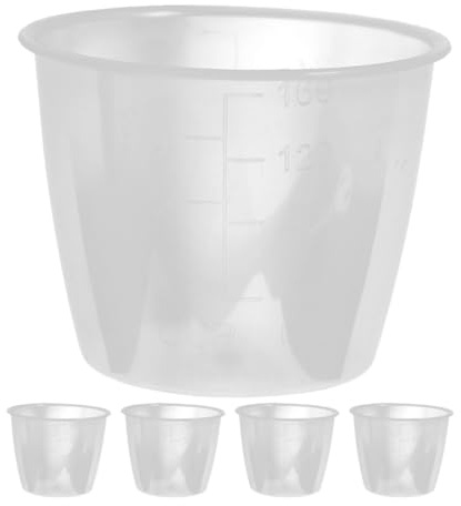 DECORNIJIA 5 Tazas Medidoras de Arroz y Vaso Medidor de Plástico Transparente 160 Ml Escala Clara, Resistente y Fácil de Limpiar, para Cocina y Preparación de Alimentos Reutilizable