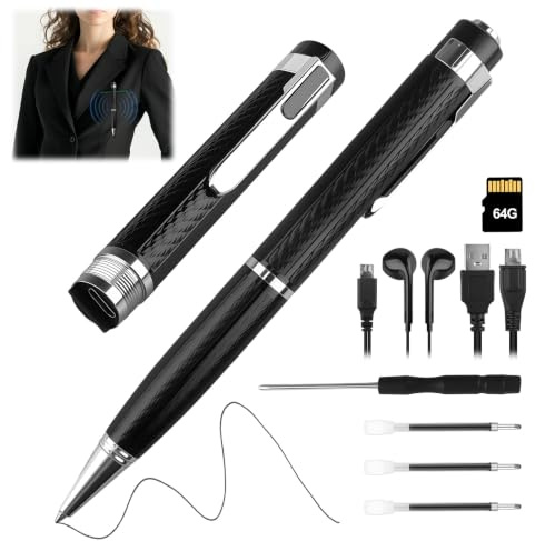 64GB Diktiergerät, 1200h Speicher Diktiergerät Aufnahmegerät | Wiedergabe mit DSP-Rauschunterdrückung & HD-Audio Voice Recorder, für Unterricht, Meetings, Interviews, MP3-Wiedergabe