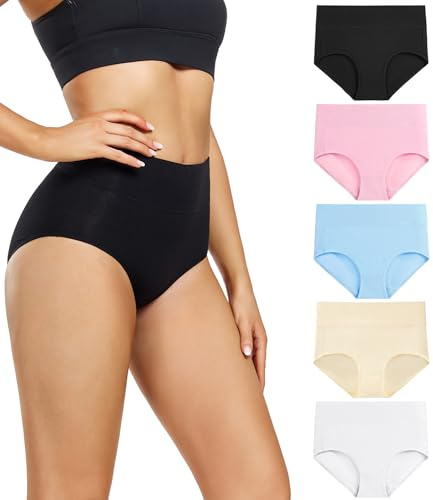 wirarpa Culotte Femme Coton Taille Haute Slips Lot de 5