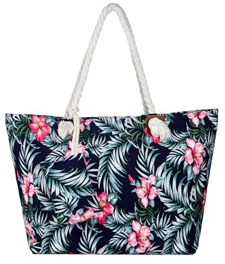 Grande borsa da spiaggia idrorepellente con cerniera Borsa a tracolla Shopper sole fiore