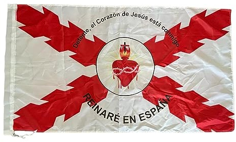 Gemelolandia | Bandera Detente de Bala Carlista con Aspa de Borgoña 150x90cm | Del Mundo, Históricas, de Países Para Decoración de Cualquier Espacio