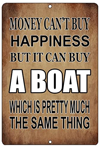Rogue River Tactical Sarcastic Funny Fishing Metal Tin Sign Wall Decor Man Cave Bar Money Happiness Boat Mancave