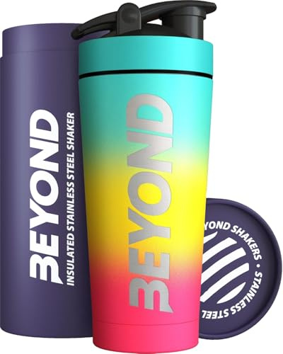 Beyond Shakers isolierte Metall-Protein-Shaker, Edelstahl-Ergänzungsflasche - BPA-frei für Gym 735ml im Strand-Design