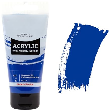 7 Artists Acrylfarbe Blau 75 ml – Hochdeckende Phthaloblau Acryl für Holz, Leinwand, Ton & Stein Bemalen | Einzelne Acrylic Paint | Acryl Farbe für Basteln & Malen | Acrylfarben Einzeln
