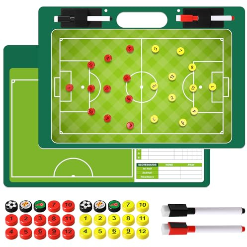 Magnettafel Fußball Coaching Board, Taktiktafel für Fußball mit Stift | Strategie-Lehr-Zwischenablage, Profi Taktikmappe Strategiebrett für die Schulung und Spielanalyse, für Fußballtrainer