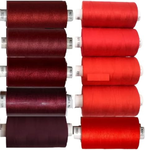 Coats Moon Fil à coudre en polyester rouge et marron - Fils polyvalents pour couture, surjeteuse, quilting, couture à la main - Ensemble de 914,4 m par bobine - Coats Moon Ensemble de fils à coudre