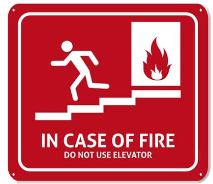 PVC0066 Hinweisschild mit Aufschrift In Case Of Fire Do Not Use Elevator, 22,9 x 20,3 cm, Premium-PVC-Schild für Arbeitsplatz, Lager, Baustelle, OSHA-Verordnung, wetterfest, lichtbeständig,