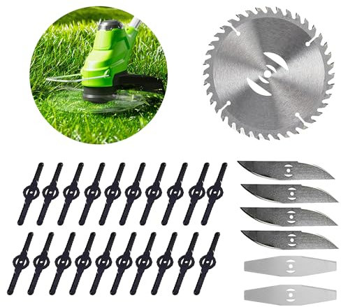 aleawol 27Pcs Brush Cutter Blade Metal Blade, Weed Wacker Replacement Blades Garden Cordless Grass Strimmers Spare Blade for Garden Strimmers Accessories for Cutting Grass Weeds