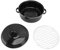 Lybunair Roasting Pan with Lid, Household BBQ Covered Round Roaster, Stickproof Finish Enamel Roaster Pot for Turkey Chicken Meat & Vegetable (28cm/11.02in)