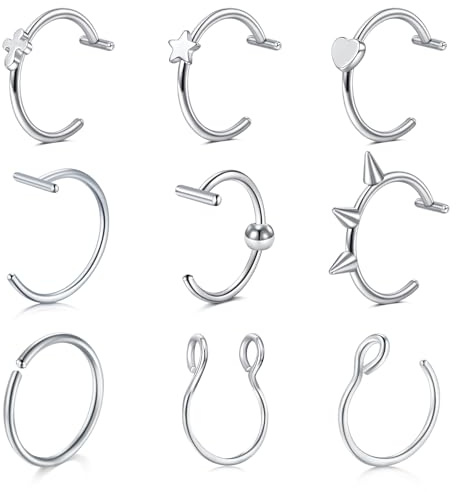 Briana Williams Fake Nasenpiercing Nasenring Gefälschte Lippen Labret Piercing Edelstahl Falsche Nostril Piercing Ring D Form