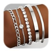 Adramata 5Pcs Armband Damen 14K Vergoldet Armbander Edelstahl Ketten Armbänder Set Twist Schlange Armkette Damen Verstellbar Armband Set Armreif Armband Silber Rosegold Gold Armband für Damen Frauen