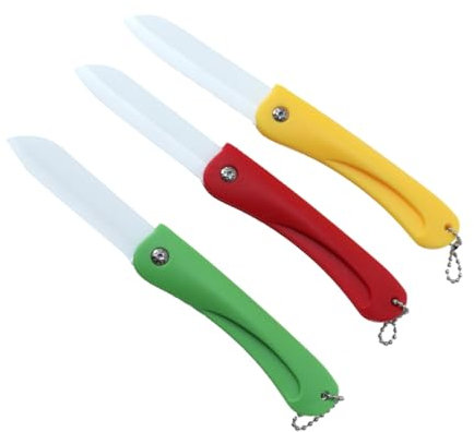 Alipis Coltello Ceramica in Ceramica e Pp per Frutta 3 Pezzi Colore Casuale Gadget da Cucina Portatile e Taglio Preciso per Uso Domestico