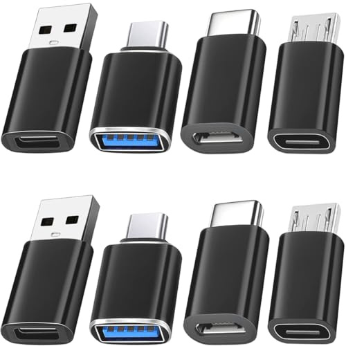 Xiatiaosann 8-teiliger USB-Adapter, USB-Typ-C-Buchse auf USB 3.0, Micro-USB auf USB-C, für Laptop, Auto, Smartphone, Kopfhörer, Mikrofon, PC