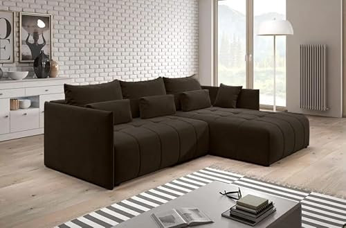 Modern hörnbäddsoffa med förvaring bekväm sovsoffa med gratis montering och leverans (mörkbrun)