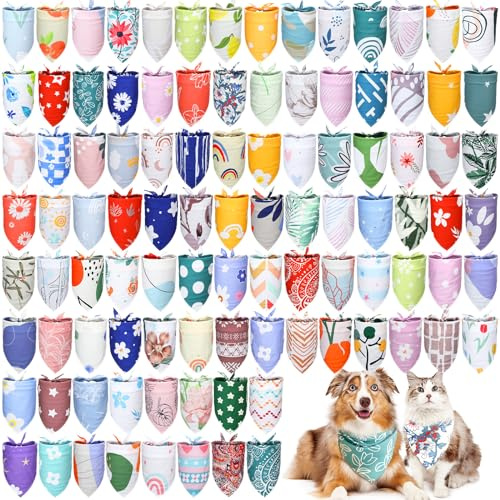 Huhumy 150 Pcs Boho Dog Bandanas Bulk Summer Boho Bandanas for Dogs