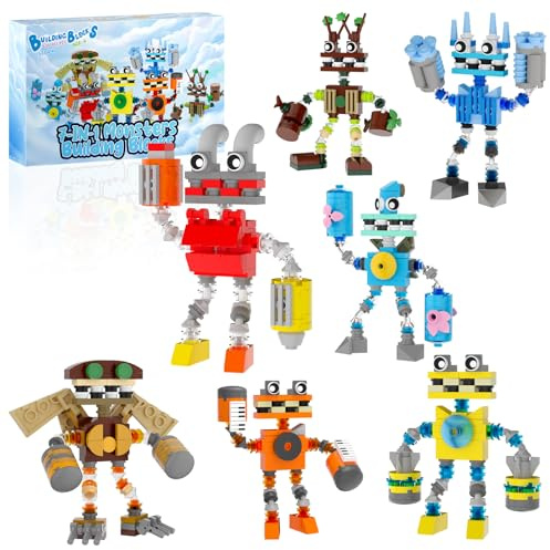 7-in-1 Singing Monsters Building Blocks, 7 Packs My Music Game Monster Friends Building Set, Game Action Figure Building Toys for Boys and Girls Adults, 639 PCS