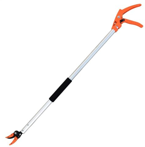 Long Reach Pruner, Cut and Hold Tree Pruner, 3.2 Ft Cut and Hold Pruning Trimmer with Long Reach Saw, Garden Snapper, Long Reach Fruit Cutter, for Fruit Picking, Tree Pruning and Deadheading