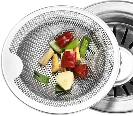 Hitburu Colador De Fregadero,Recogedor De Rejilla para Vajilla - Antiatascos con Malla De Acero Inoxidable Y Mango para Drenaje Protección del Hogar Baño Mantenimiento Cabello