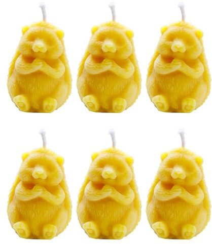 6 Kerzen Igel aus 100% reinem Bienenwachs