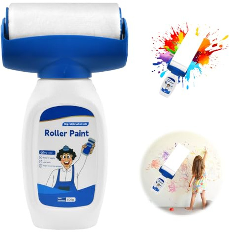 Vibbang Wall Repair Roller Paint White, 500g Quick Fix Wall Paint Roller | Fast Drying Walls Repair Rolling Brush, White Ceiling Paints, Roller Paints Kit Remove Stains, Scratches, Patch Repairs