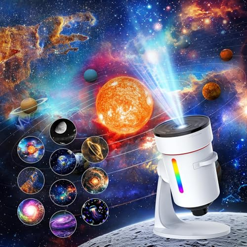 Banaone Proyector de Galaxias y Estrellas Real, 4K HD Proyector Planetario con 10 Discos Planetarios, Rotación de 360 ° Proyektor Estrellas, Proyektor de Cielo con Temporizador y Meteorito Dinámico