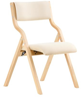 SoBuy Folding Chair Wooden Padded Folding Kitchen Dining Chairs with Backrest & Seat, Compact & Versatile Seating for Office, Dining Room, and Small Spaces White FST40-W