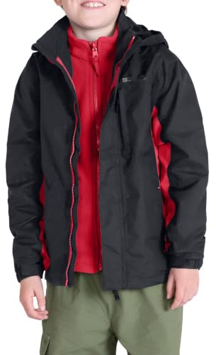 Mountain Warehouse Cannonball 3 in 1 Kids Waterproof Jacket - Breathable Boys & Girls Rain Coat Grey (01) Kids Size 11-12 Years