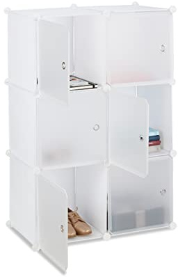 Relaxdays Estantería Modular Cubo con 6 Compartimentos, Plástico, Blanco,105 x 70 x 35 cm