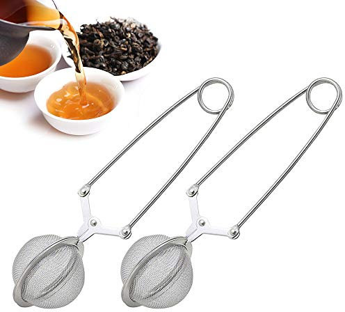 Traderplus Lot de 2 Poignée Maille en acier inoxydable Snap Boule Infuseur à thé en vrac Passoire verrouillage de sécurité