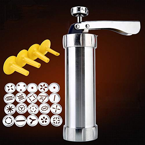 fcya Macchina del creatore del Biscotto di DIY,Pressa per Dolci in Acciaio Inox con 20 Ugelli e 4 Muffa,Pressa per Biscotti Sparabiscotti per Decorazioni Torta