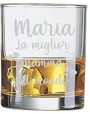 Colorfamily Bicchiere da Whisky Mamma Personalizzabile Festa della Mamma La miglior Mamma del Mondo - Bicchiere in vetro 31 cl