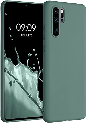 kwmobile Hülle für Huawei P30 Pro TPU Case - Handyhülle unterstützt kabelloses Laden, Flexible Schutzhülle, gummiertes Cover in Tannengrün