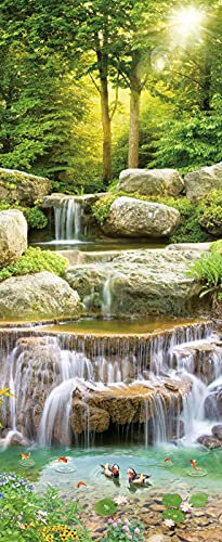 A.Monamour Türtapete Selbstklebend Türfolie Türposter 3D Wasserfall In Der Wald Naturlandschaft Vinyl Folie Türdeko Tapete Wandbild Türaufkleber Türtattoo 85 x 200 cm