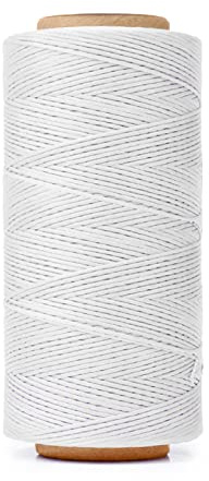 HILELIFE Fil ciré 150D pour couture du cuir, fil en cuir pour couture à la main, loisirs créatifs, portefeuilles, réparation de chaussures, reliure de livres (blanc)