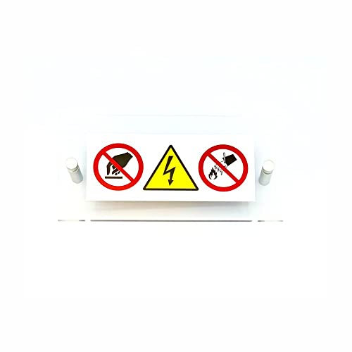 CARTELLO IN PLEXIGLASS SEGNALETICO UNI - pericolo e divieto inerenti i quadri elettrici - Con Distanziali in acciaio inox e Stampa U.V. (15X6 CM)