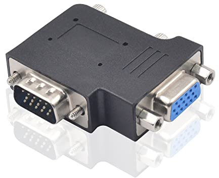 Duttek Adaptateur VGA, angle droit de 90 degrés VGA mâle vers femelle, connecteur VGA 15 broches pour moniteurs, projecteurs, connecteur TV