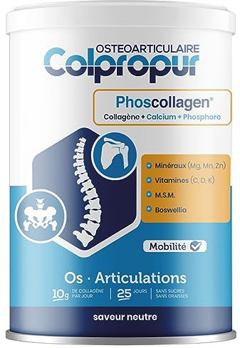 COLPROPUR Ostéo – Collagène Articulations Type 1 et 2 – Phoscollagène® + Boswellia + MSM - Articulations & cartilages – En poudre 325g – 10g par dose - 25 jours - Saveur Neutre - Fabriqué en EUROPE