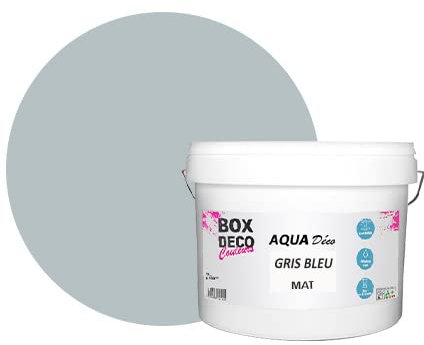BOX DECO COULEURS Aqua Deco Acrylwandfarbe Matt 10 l, Grau Blau