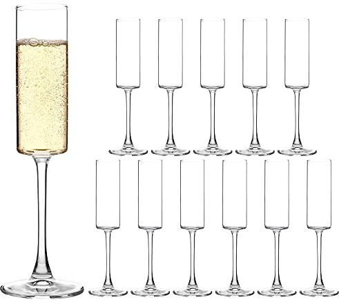 HAKEEMI Champagne Flutes Set of 12, 6 oz Champagne Glasses, Modern Sparkling Wine Glasses