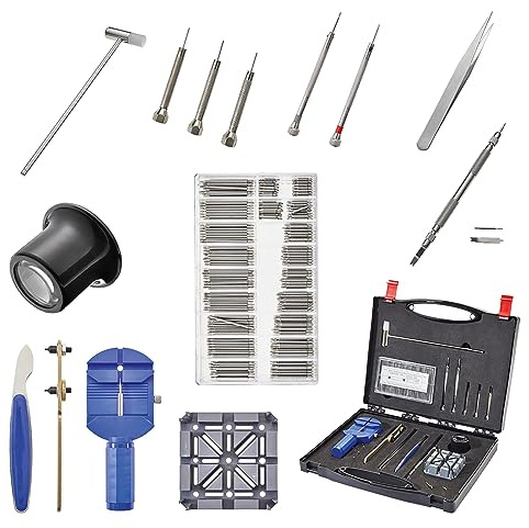 Profi-Partner Uhren-Werkzeugsatz, zum Glieder kürzen, mit Koffer, Im Detail | Armbanduhren Reparatur Set für Batterie- & Armbandwechsel, Kompakte uhrenmacherwerkstatt, Ersatzteile-sortiment