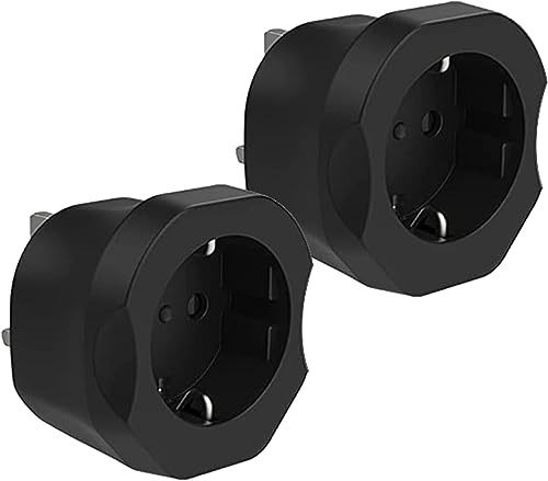 VINTAR EU to UK Plug Adapter 2 Pack, 2 Pin to 3 Pin Adapter Plug UK, Black | European to UK Plug Adaptor, 10A Fuse, From France, Spain, Germany to UK
