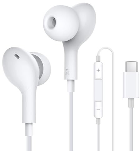Coolden Kopfhörer mit Kabel für iPhone 15/15 Pro/15 Pro Max/16 Pro Max Kopfhörer HiFi-Audio Stereo Ohrhörer mit Mikrofon und Lautstärkeregler In-Ear Kopfhörer Kompatibel mit iPhone 15/16 Weiß